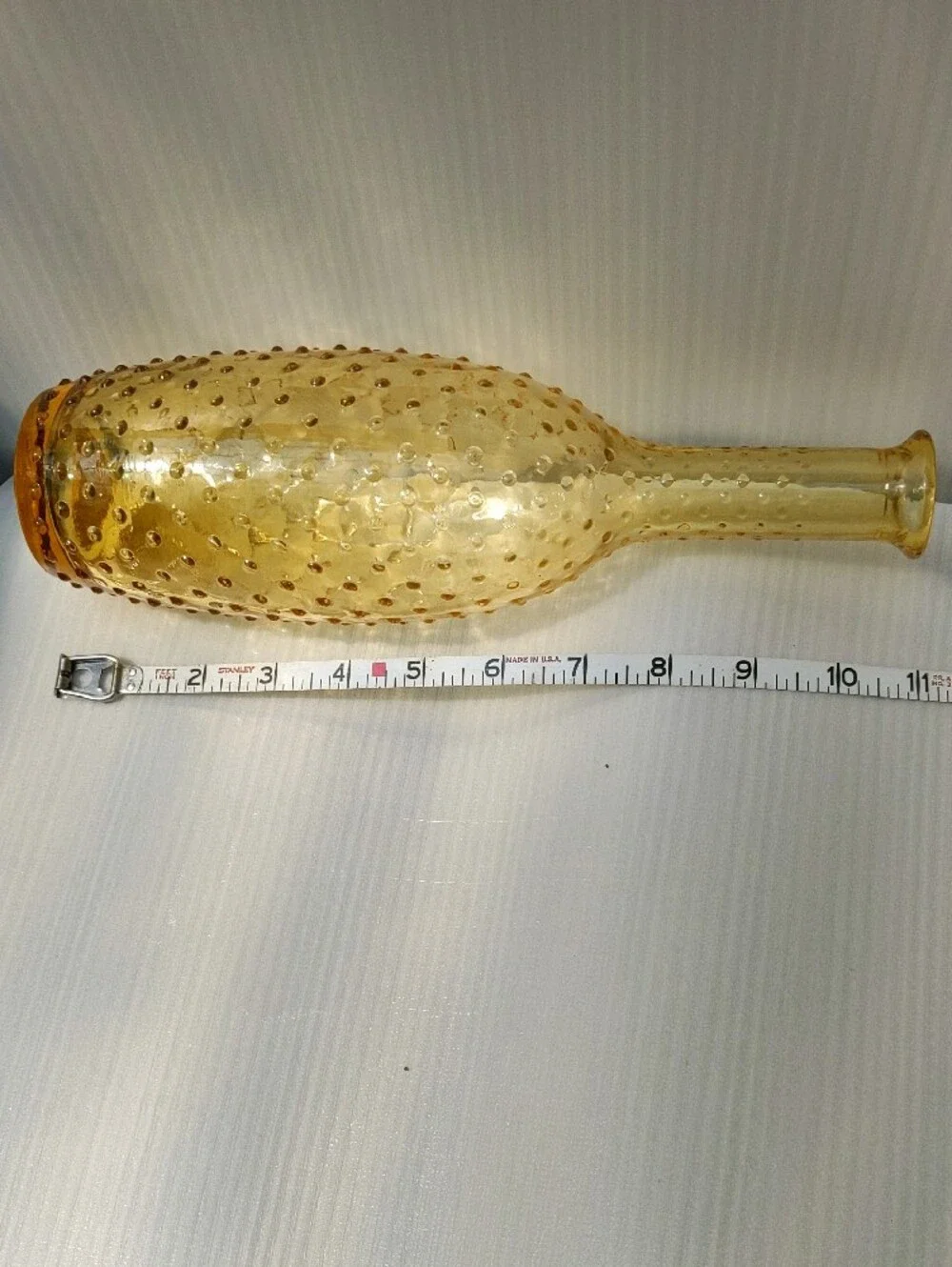 Vintage Amber Hobnail Glass Decanter/Vase